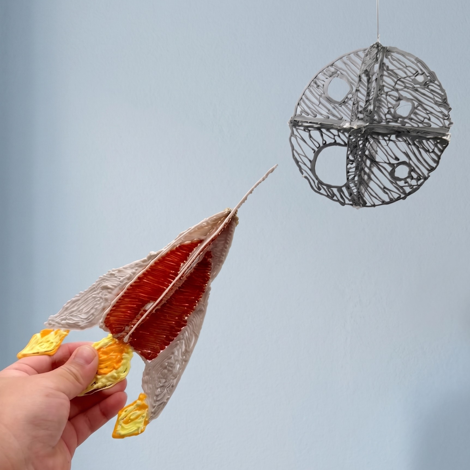 Completed rocket and mobile from Enki Atelier kits