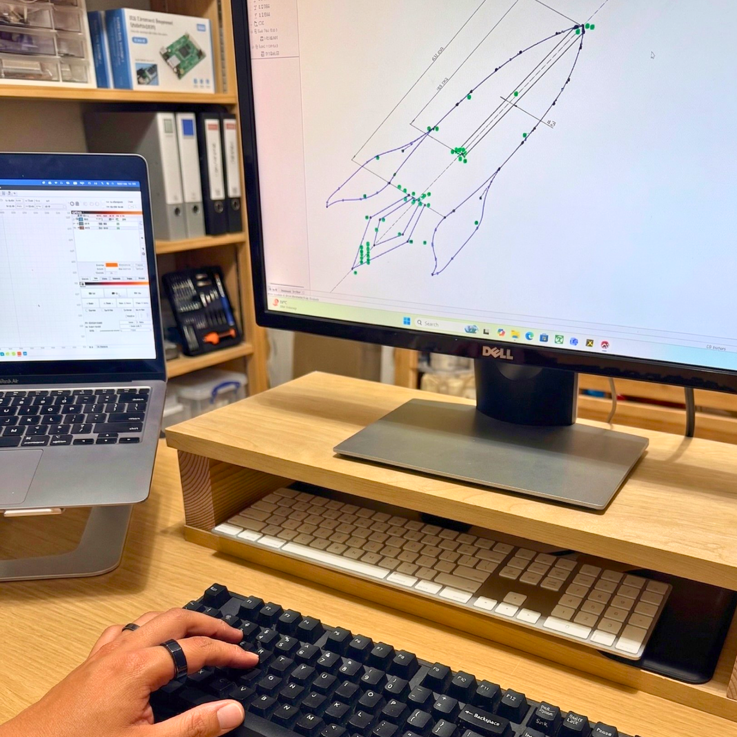 PhD engineer designing rocket trajectory in the lab