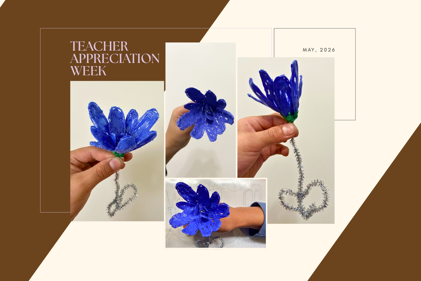 A blue 3D pen flower made by a child for Teacher Appreciation Week — Enki Atelier